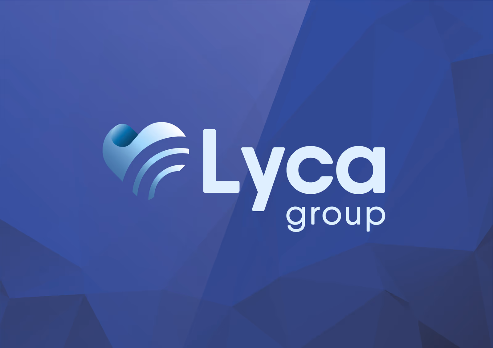 Lyca Group’s redesigned heart and connectivity symbol with its wordmark on a deep blue field.